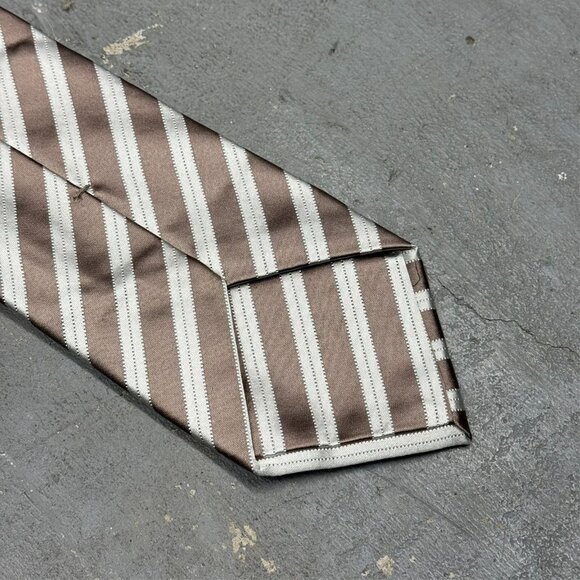 Stefano Ricci Tie "Luxury Collection" Striped Silk Made in Italy Satin Gold 4" - Picture 11 of 11